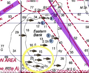 Here's where I target halibut on Eastern Bank.